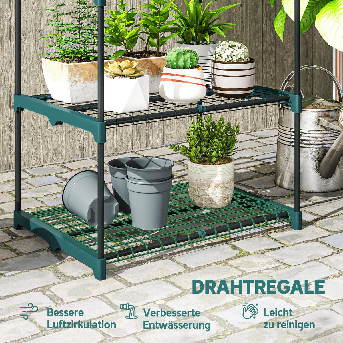 PFLANZENSTÄNDER Stahl Kunststoff Dunkelgrün - Dunkelgrün, Metall (49/72/68cm) - Outsunny