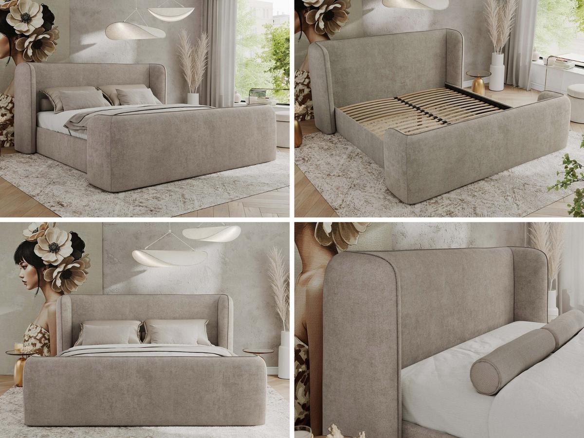 POLSTERBETT EMORA CLASSIC DUO 160/200 - Beige Strukture - Multipocket-Matratze - Beige, Textil (160/200cm) - MKS