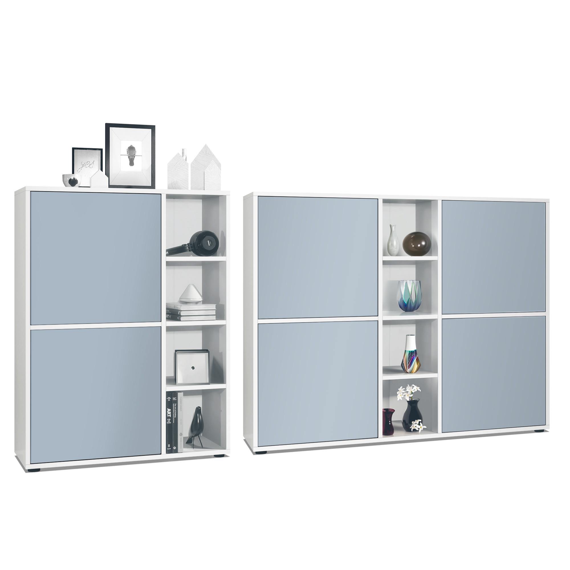 WOHNZIMMERSET Miami Denim matt - Pastellblau, Holzwerkstoff (214.5/105.5/35.5cm) - Vladon