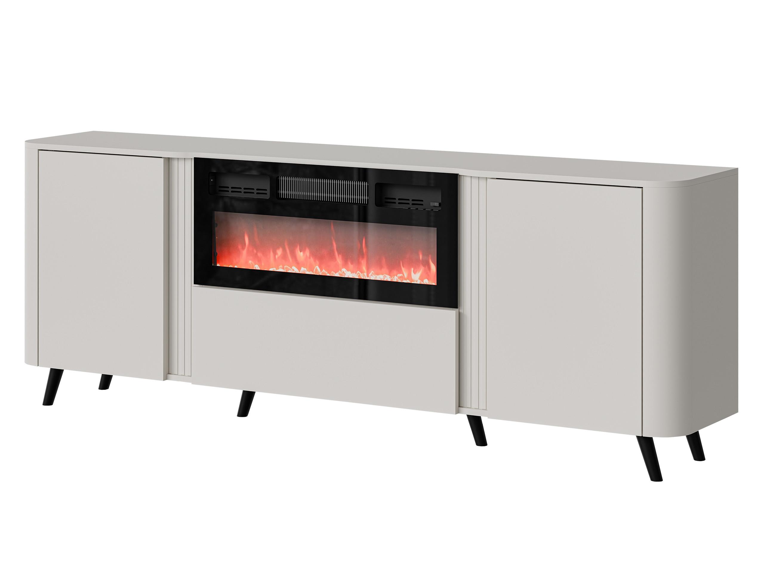 KOMMODE Volare 200 EF mit Kamin - Kaschmir/Schwarz, Holzwerkstoff/Kunststoff (200/76/39cm) - MIRJAN24
