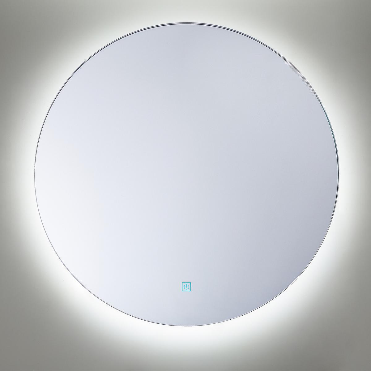 BADSPIEGEL mit LED-Beleuchtung rund 60 cm Callac - Silberfarben, Glas (60/60/3cm) - Beliani