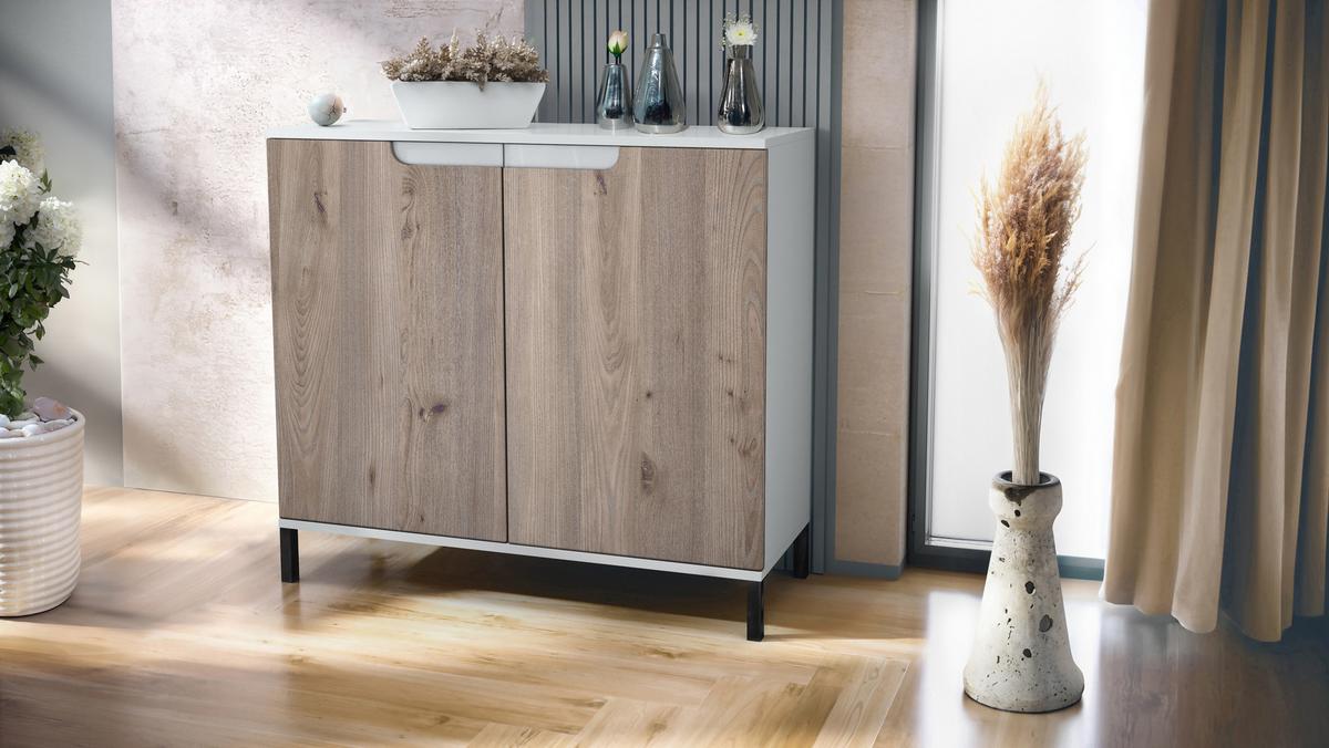 KOMMODE Sylt Eiche Nordic - Silbereichenfarben, Holzwerkstoff (92.5/83.5/35cm) - Vladon