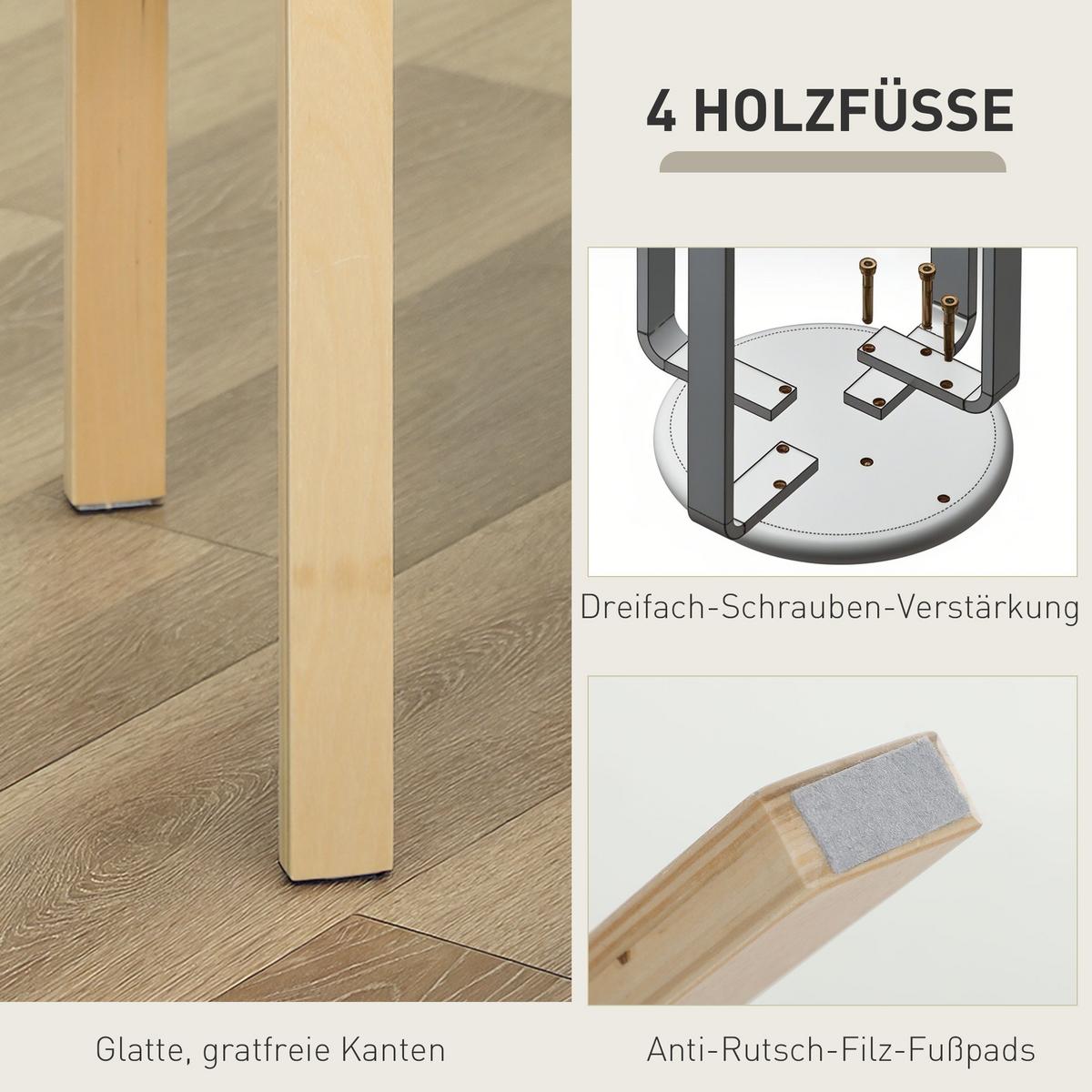 4ER Set Esszimmerhocker Stapelhocker Hocker mit Leinenoptik für Wohnzimmer Grau - Grau, Holzwerkstoff (40/45/40cm) - HOMCOM
