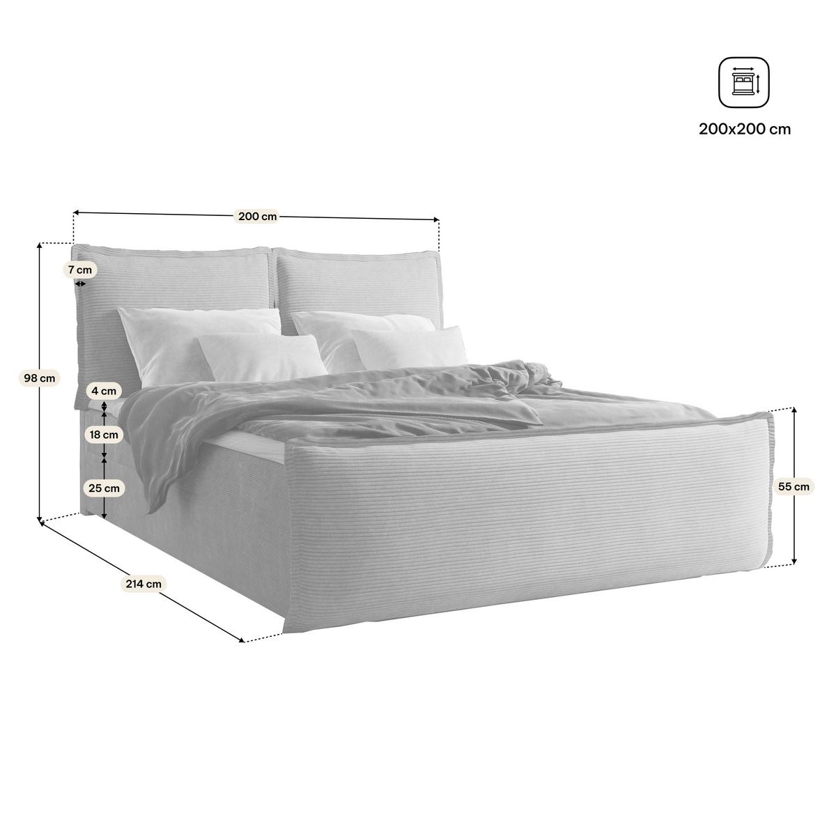 BOXBETT MONTA 200x200 cm mit Matratze und Topper, H2+H3 - Creme - Creme, Holz (200/200cm) - MASSENO