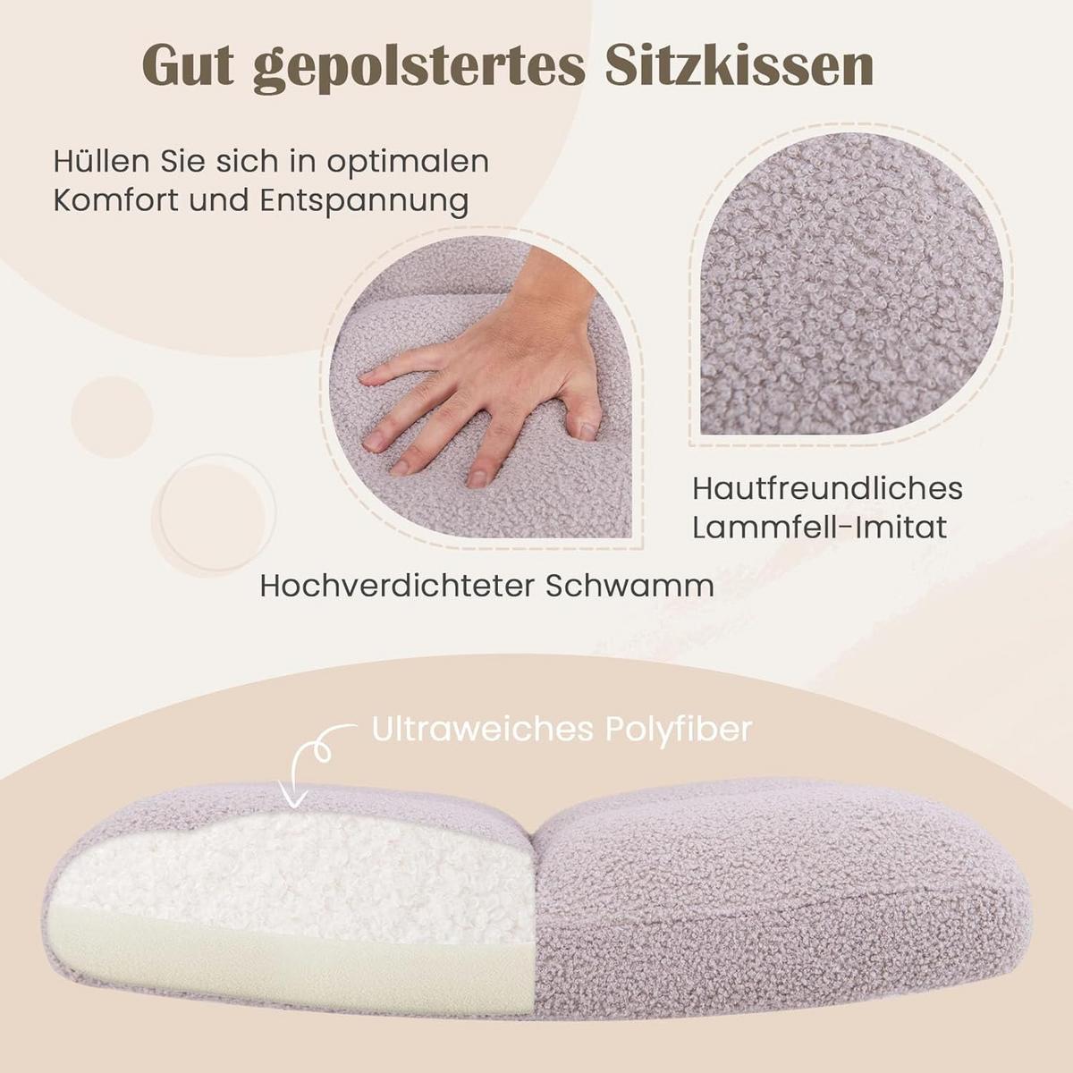 BÜROSTUHL Hellgrau - Hellgrau, Textil (73/87/69cm) - COSTWAY