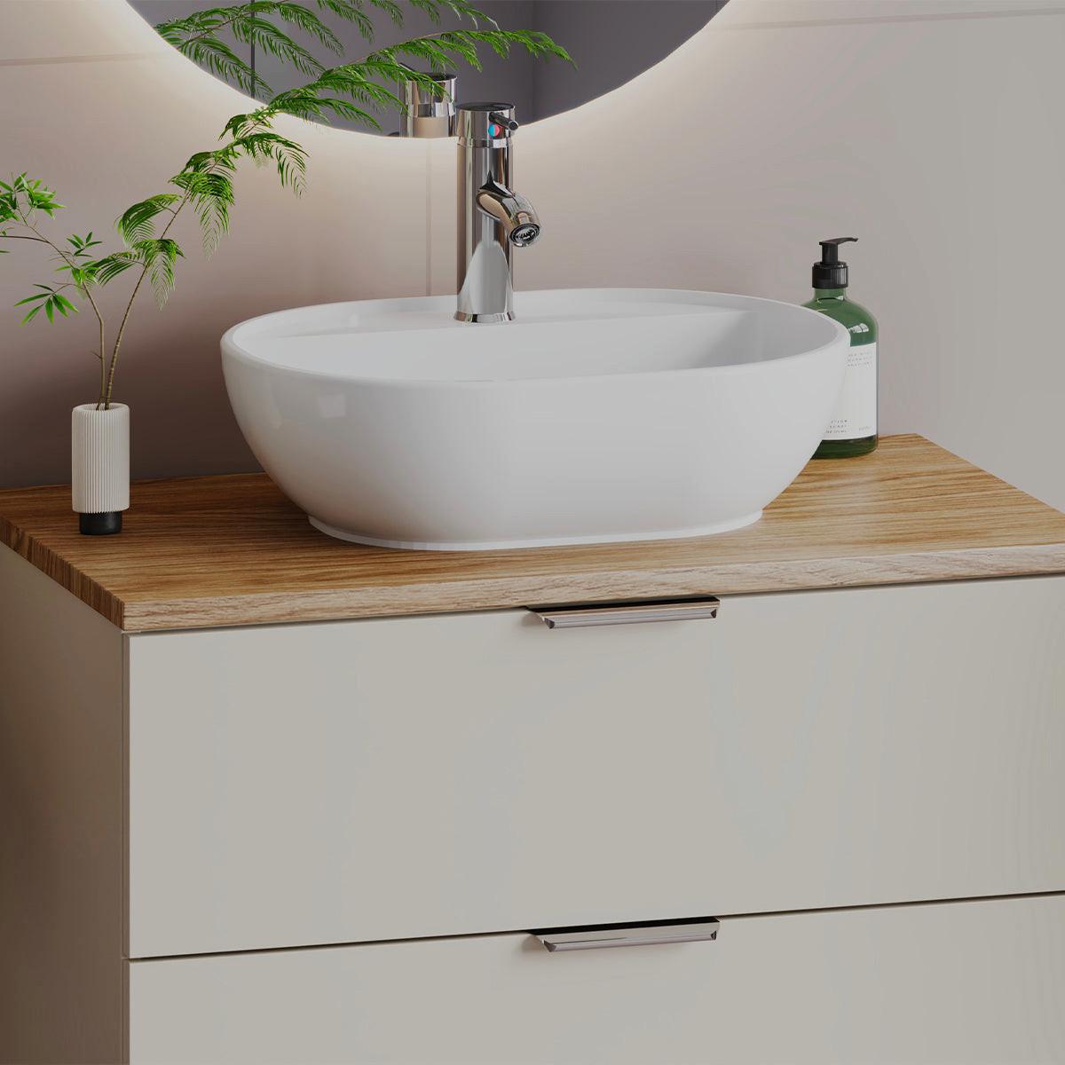 WASCHTISCHUNTERSCHRANK 80.6cm Astrid Kaschmir und Holz - Kaschmir, Holzwerkstoff (80.6/52.2/46.5cm) - Petits-meubles