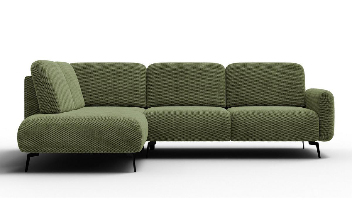 ECKSOFA FEBE 5-Sitzer links, olivgrün - Schwarz/Olivgrün, Holz/Textil (271/190cm) - Wozimo