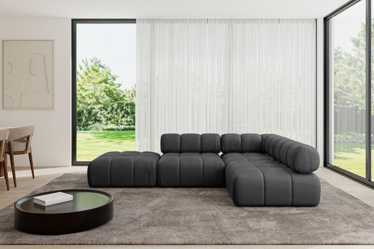 ECKSOFA modulares Sofa Favio-L1 - 285x190x70 cm Schwarz Velours - Schwarz, Holzwerkstoff/Textil (285/190cm) - ALTDECOR
