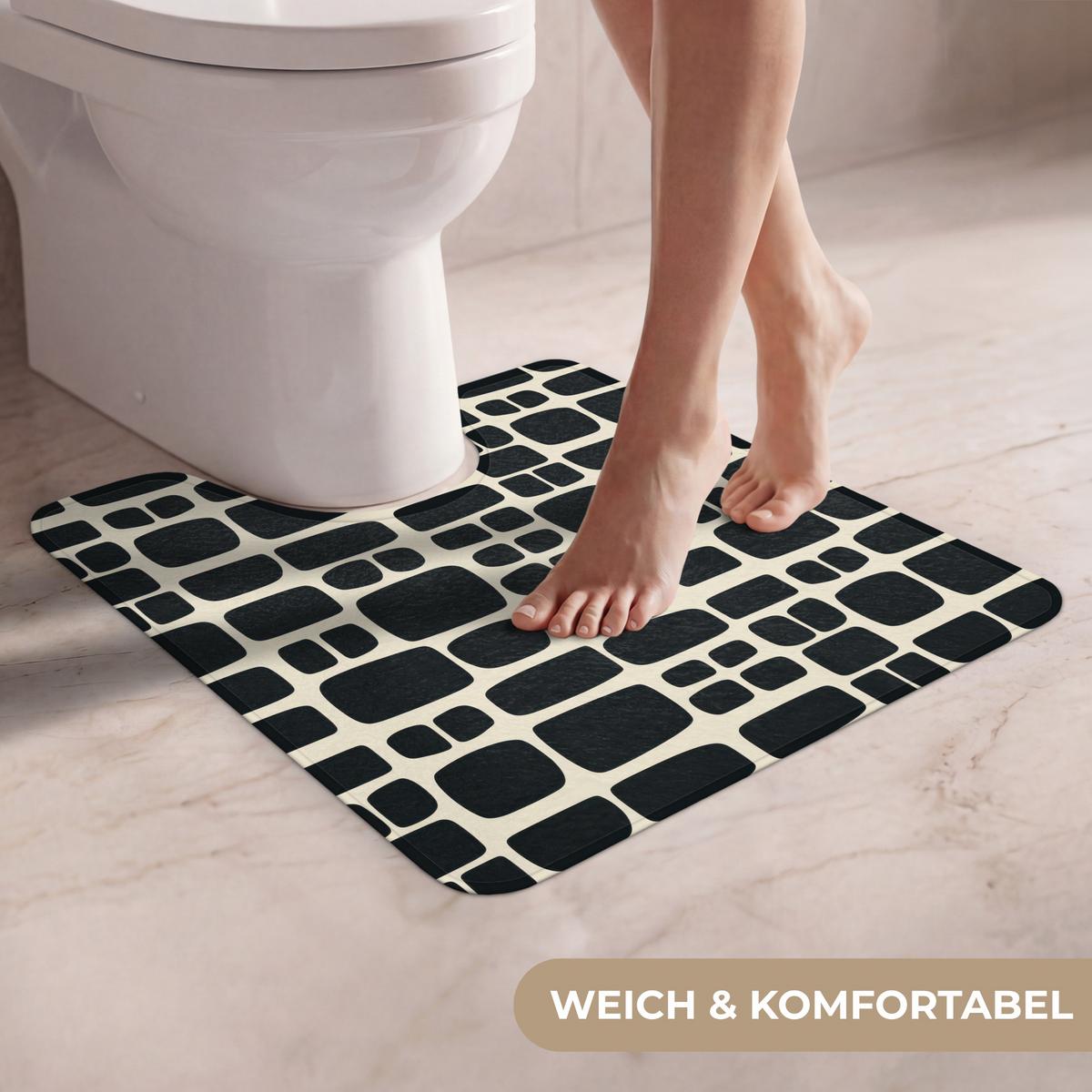 WC-VORLEGER Modern - Bio - Schwarz Toilettenvorleger 55x60 cm - Anthrazit, Textil (55/1cm) - OnlyWow