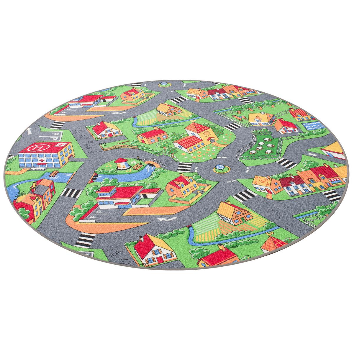 KINDER SPIEL TEPPICH LITTLE VILLAGE RUND - Multicolor, Textil (200/200cm) - Snapstyle