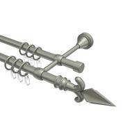 GARDINENSTANGE Primus Matteo 120 cm, 2-läufig, 16 mm Ø Chrom matt - Chromfarben/Nickelfarben, Metall (120cm) - INTERDECO