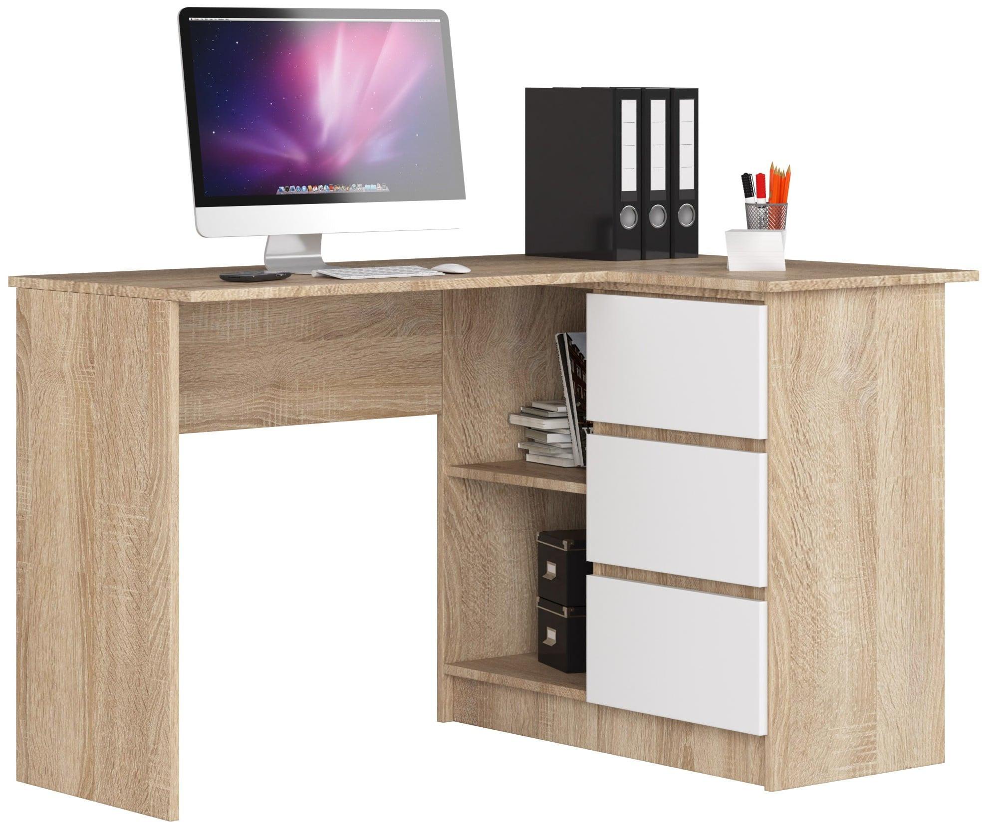 SCHREIBTISCH Eiche Sonoma, Weiß 77/124/85 - Weiß, Holzwerkstoff (124/52/77cm) - RAUMHIRSCH FURNITURE