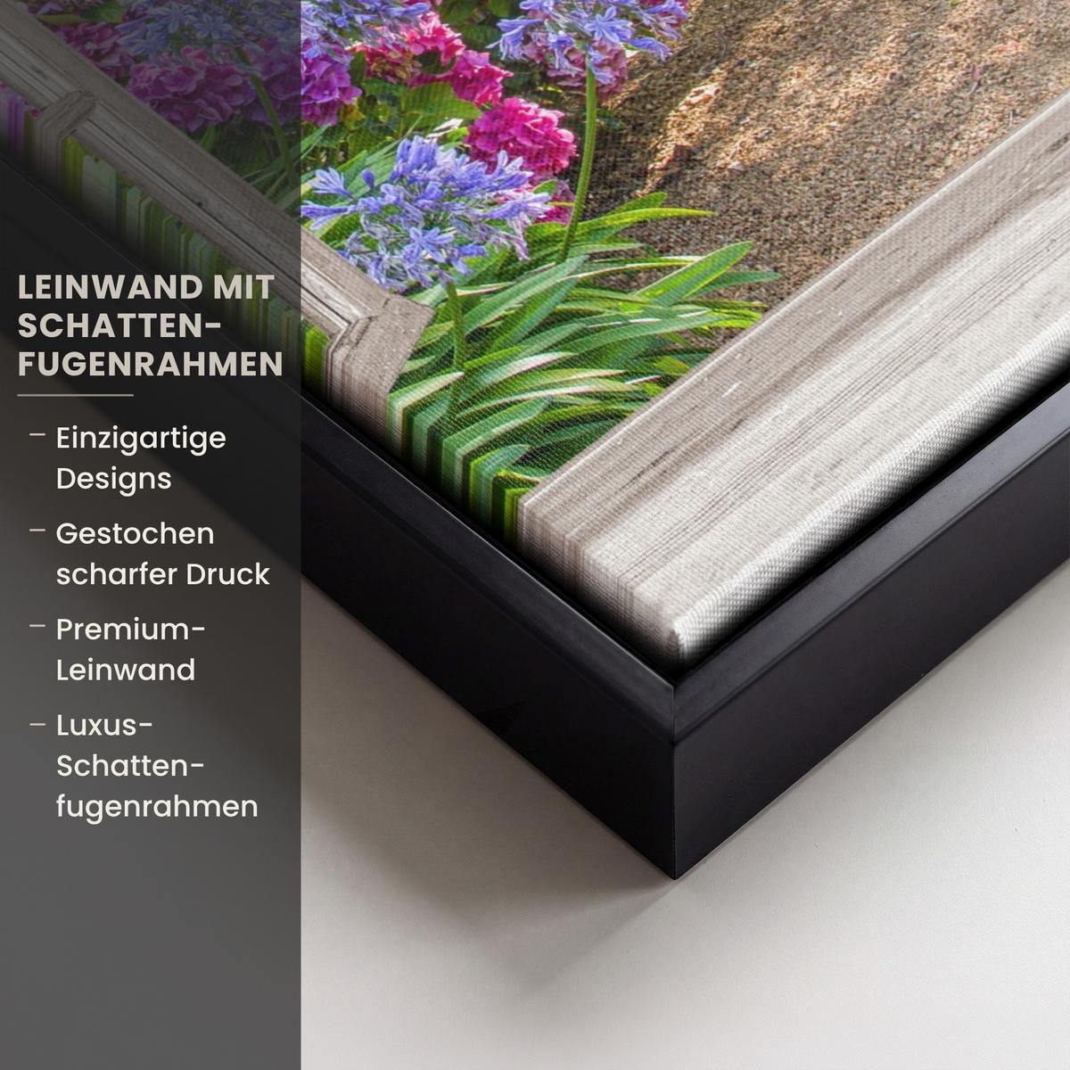 LEINWAND Bilder mit Rahmen - Hortensie - Durchsichtig - Blumen - Sommer - Lila - Weg - 30x40 - Lila, Textil (30/40cm) - MuchoWow