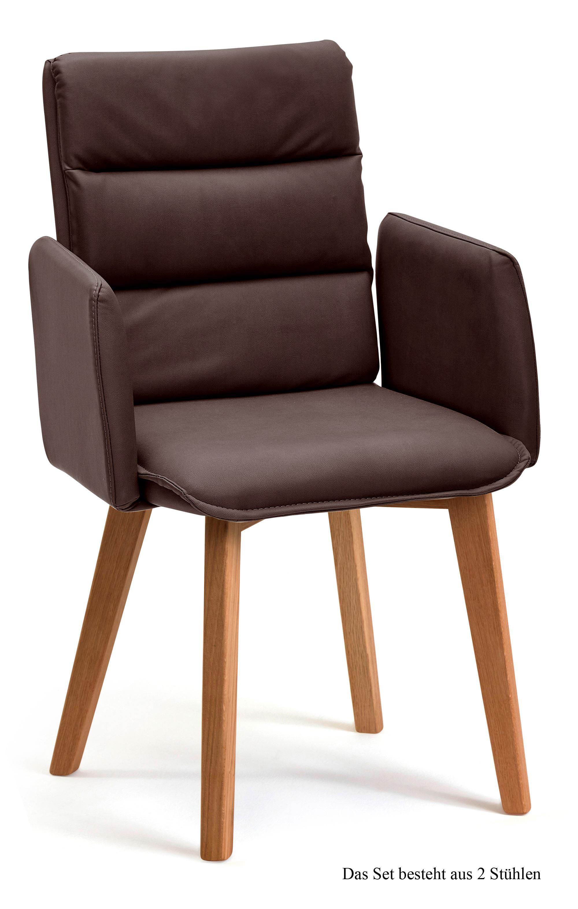 ARMLEHNSTUHL (2er-Set) Daritsa 52x92x60 Eiche geölt/Braun - Eichefarben/Braun, Kunststoff (60/92/52cm) - 58aufmkessel
