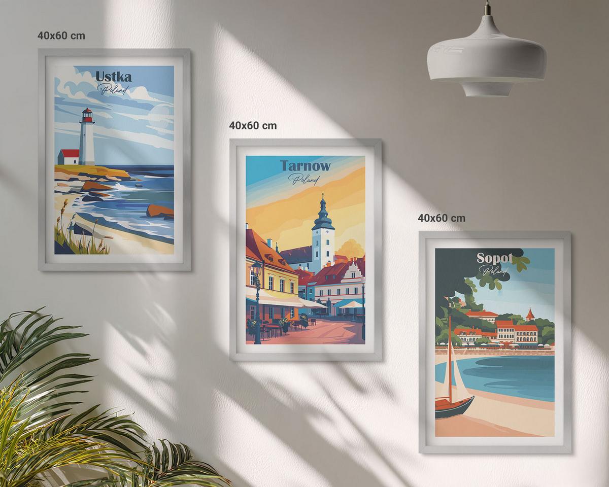BILDER SET 3er Set - 40x60 cm Silberner Rahmen - Stadtansichten Ustka Tarnów Sopot - Silberfarben, Kunststoff (40/60cm) - TULUP