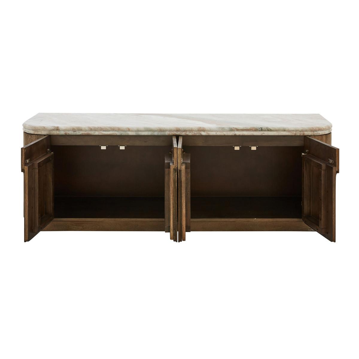 TV-SCHRANK aus Massivholz und Marmor 146/48/42 cm - Beige, Holz (42/48/12cm) - Signature