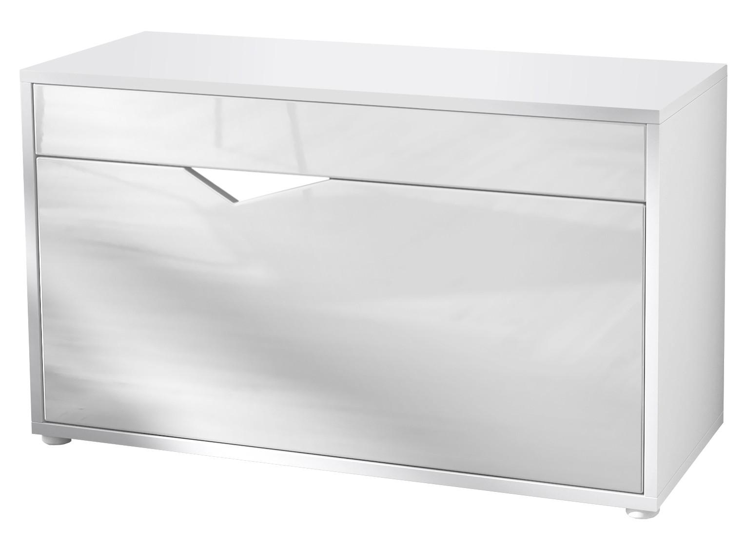 SCHUHSCHRANK Kolmio Weiß Hochglanz - Weiß Hochglanz, Holzwerkstoff (85/50/33cm) - Vladon
