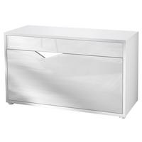 SCHUHSCHRANK Kolmio Weiß Hochglanz - Weiß Hochglanz, Holzwerkstoff (85/50/33cm) - Vladon