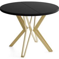 ESSTISCH Daisy runder ausziehbarer, Schwarz 100-180/100/76 cm - Goldfarben/Schwarz, Holzwerkstoff/Metall (100/180/76cm) - WFL GROUP