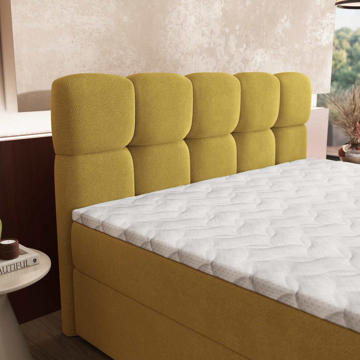 BOXBETT MERU 160x200 cm mit Matratze und Topper - Gelb - Gelb, Holz (160/200cm) - MASSENO