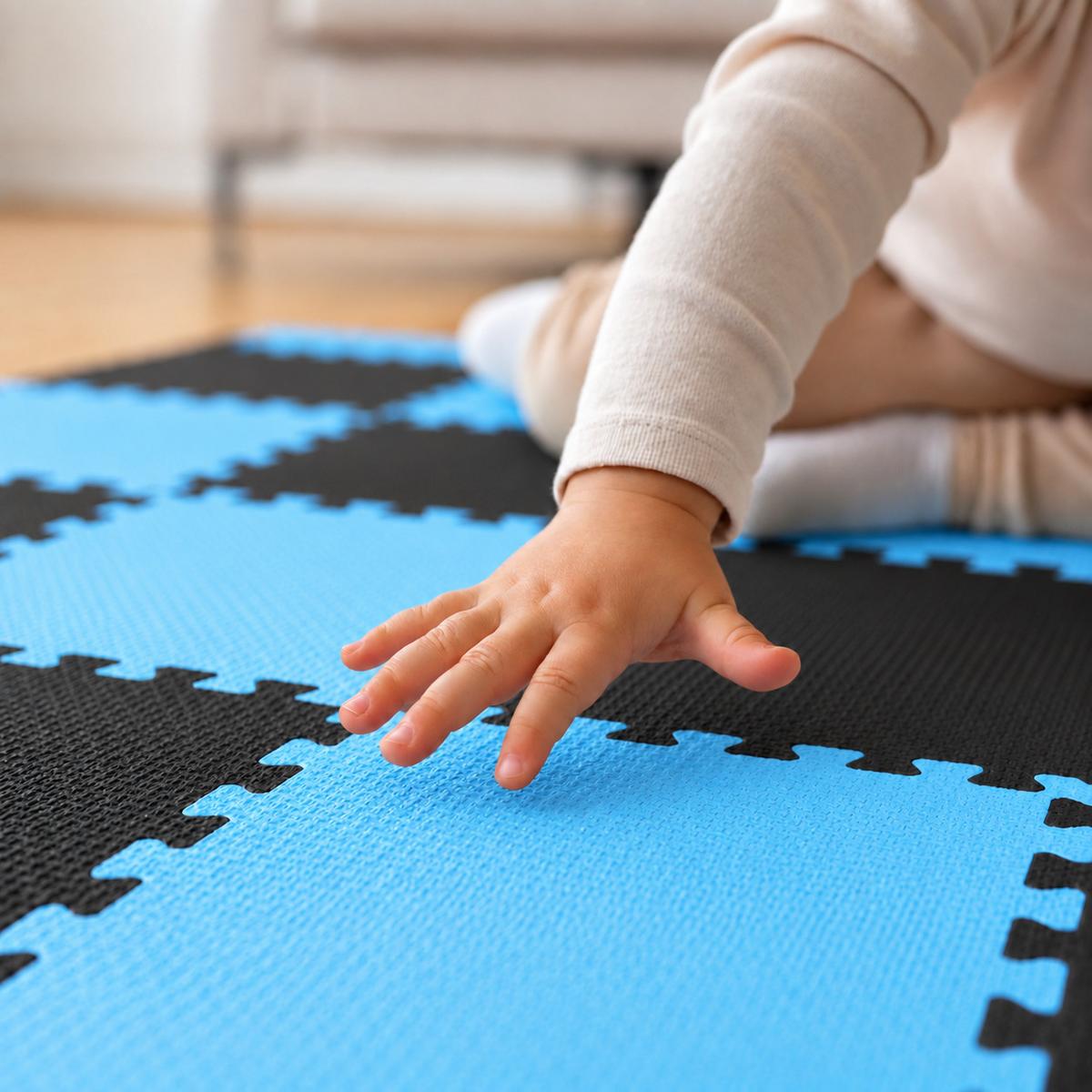SPIELMATTE ab Null - 180/90 cm Puzzlematte Schwarz - Multicolor, Kunststoff (30/30cm) - Littletom