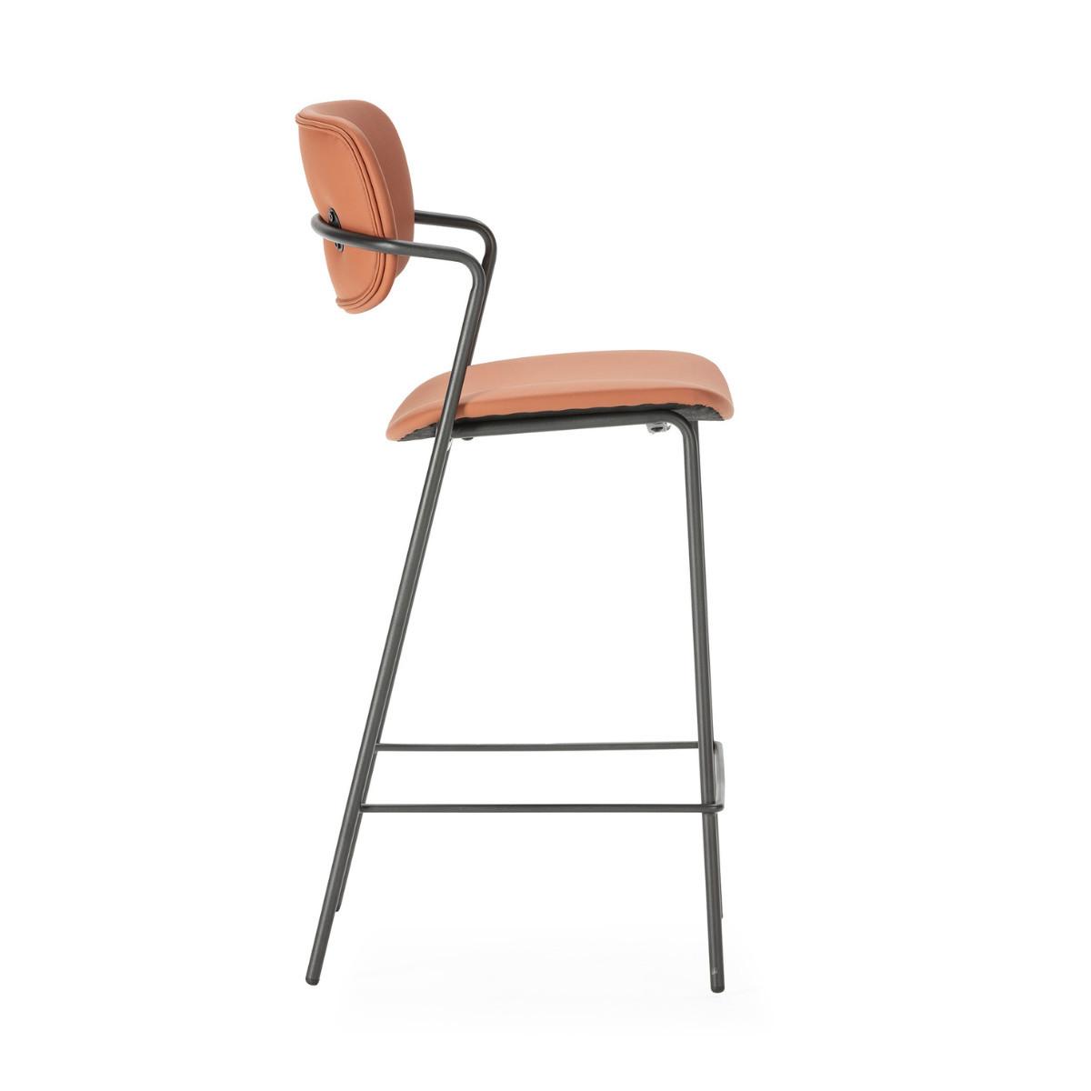HOCKERN (Set aus 2) mit schwarzen metallbeinen - maika 44/51/66 cm - Orange, Kunststoff (51/66/44cm) - Calicosy
