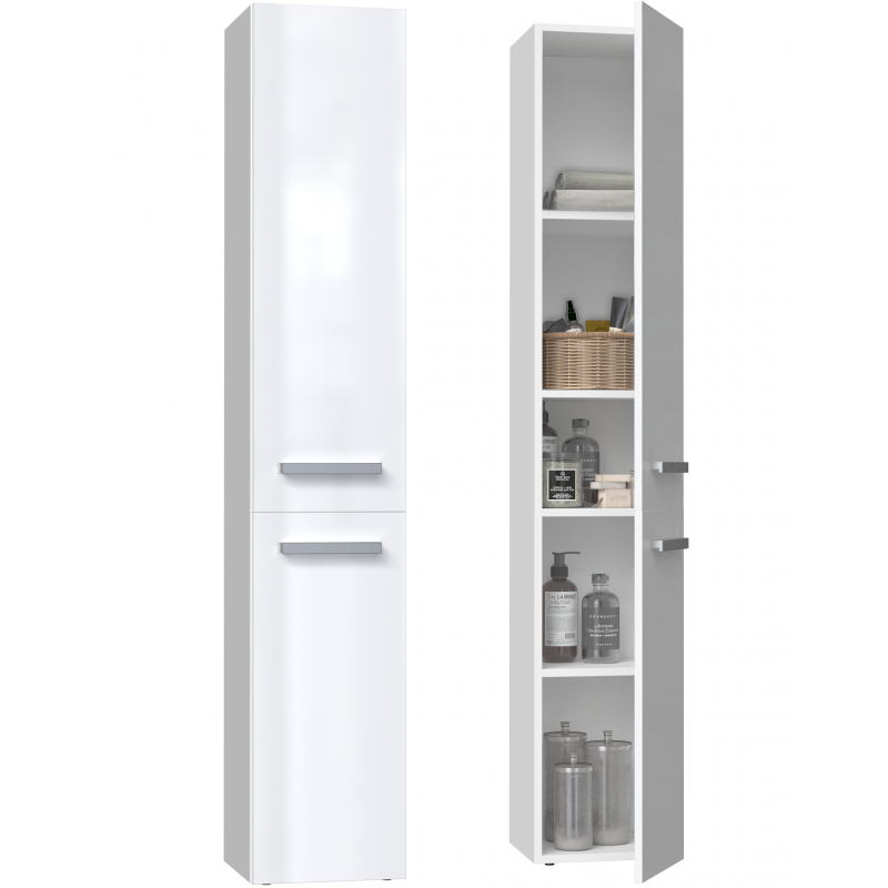 BADEZIMMERSCHRANK Weiß, Hochglanz Weiß 31/174/30 - Weiß, Holzwerkstoff (31/174/30cm) - RAUMHIRSCH FURNITURE