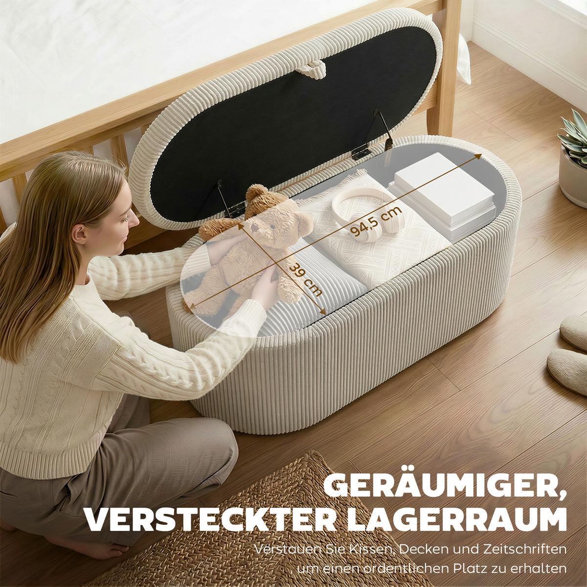 SITZBANK Polyester Beige - Beige/Schwarz, Kunststoff/Textil (51/49/105cm) - HOMCOM
