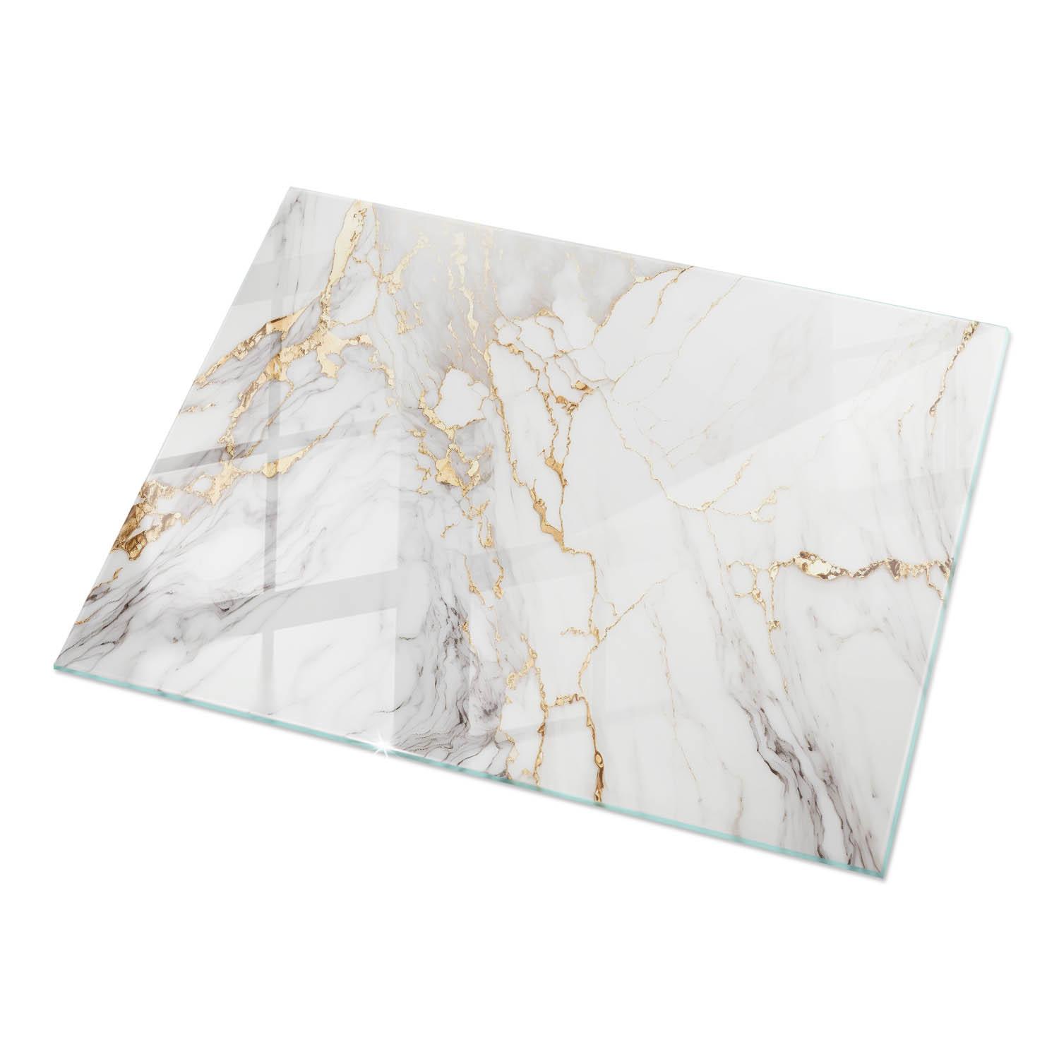 TISCHPLATTE 120x80 cm Eleganter Marmor mit Adern - Weiß, Glas (0.4/120/80cm) - TULUP
