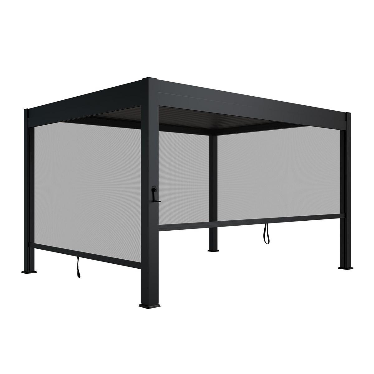 LAMELLENDACH Tahiti mit Seitenwand 3x4 m anthrazit - Anthrazit, Metall (300/240/400cm) - Juskys