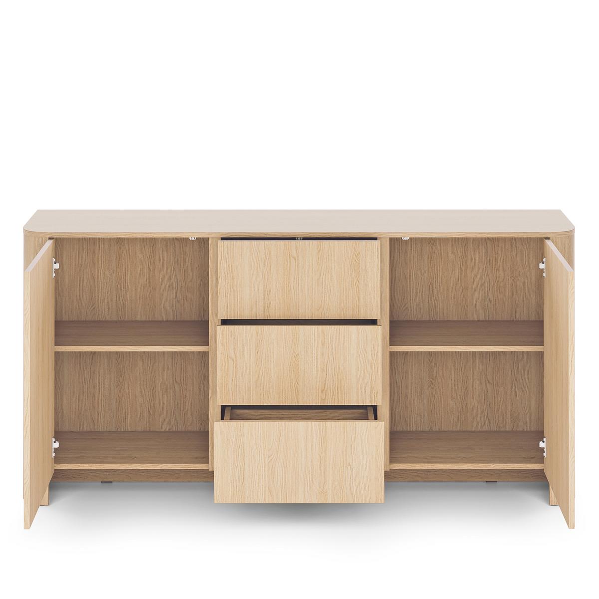 SIDEBOARD AVORIO 168/84/39cm mit 3 Schubladen 2 Türen Eichefarben - Eichefarben/Naturfarben, Holzwerkstoff (168/84/39cm) - MASSENO