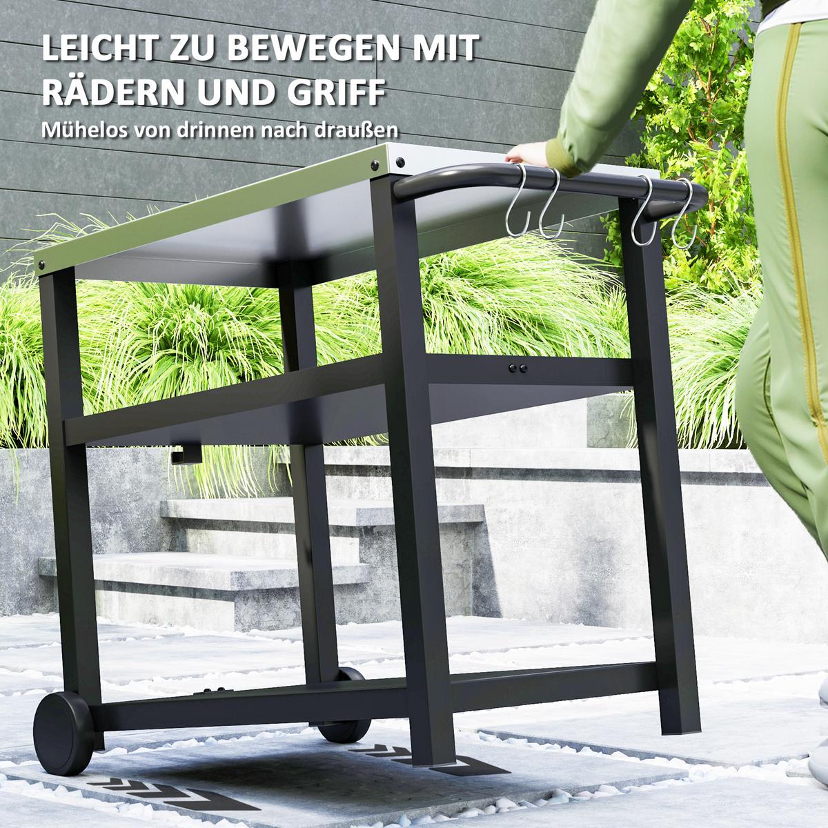 GRILLWAGEN 3-Etagen Kohlegrau - Dunkelgrau, Metall (50/81/102cm) - Outsunny