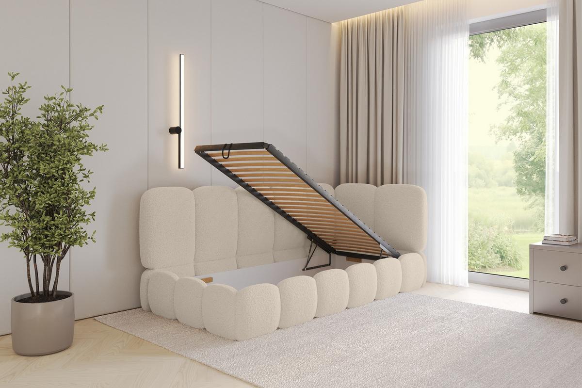 EINZELLBETT Jugendbett mit Bettkasten, Links - AVRY 80x200 Dunkelbeige - Cappuccino, Holzwerkstoff/Textil (80/200cm) - ALTDECOR