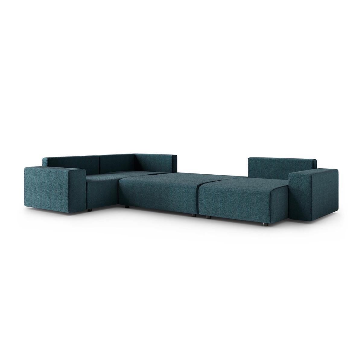 PANORAMASOFA Lorenzo 5 Sitzplätze Blau - Blau, Holz (378/85/236cm) - Petits-meubles