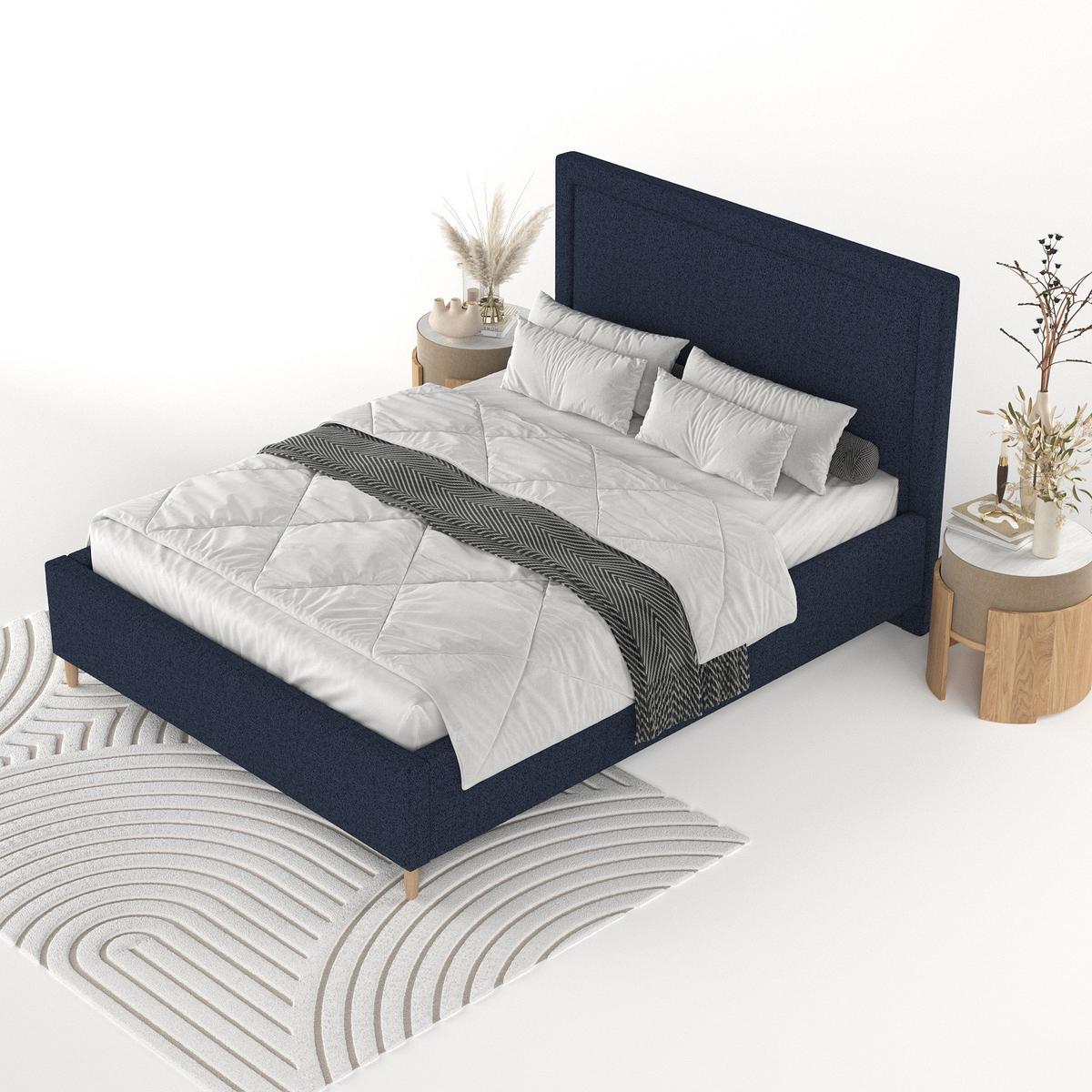 POLSTERBETT Vega 120/200 cm Marineblau im Riva Stoff - Naturfarben/Dunkelblau, Holz/Holzwerkstoff (120/200cm) - AltaBeds
