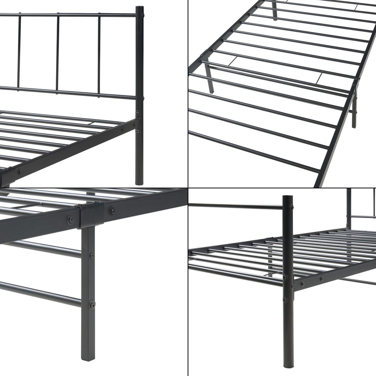 METALLBETT Laos - Schwarz, Metall (90/200cm) - [en.casa]