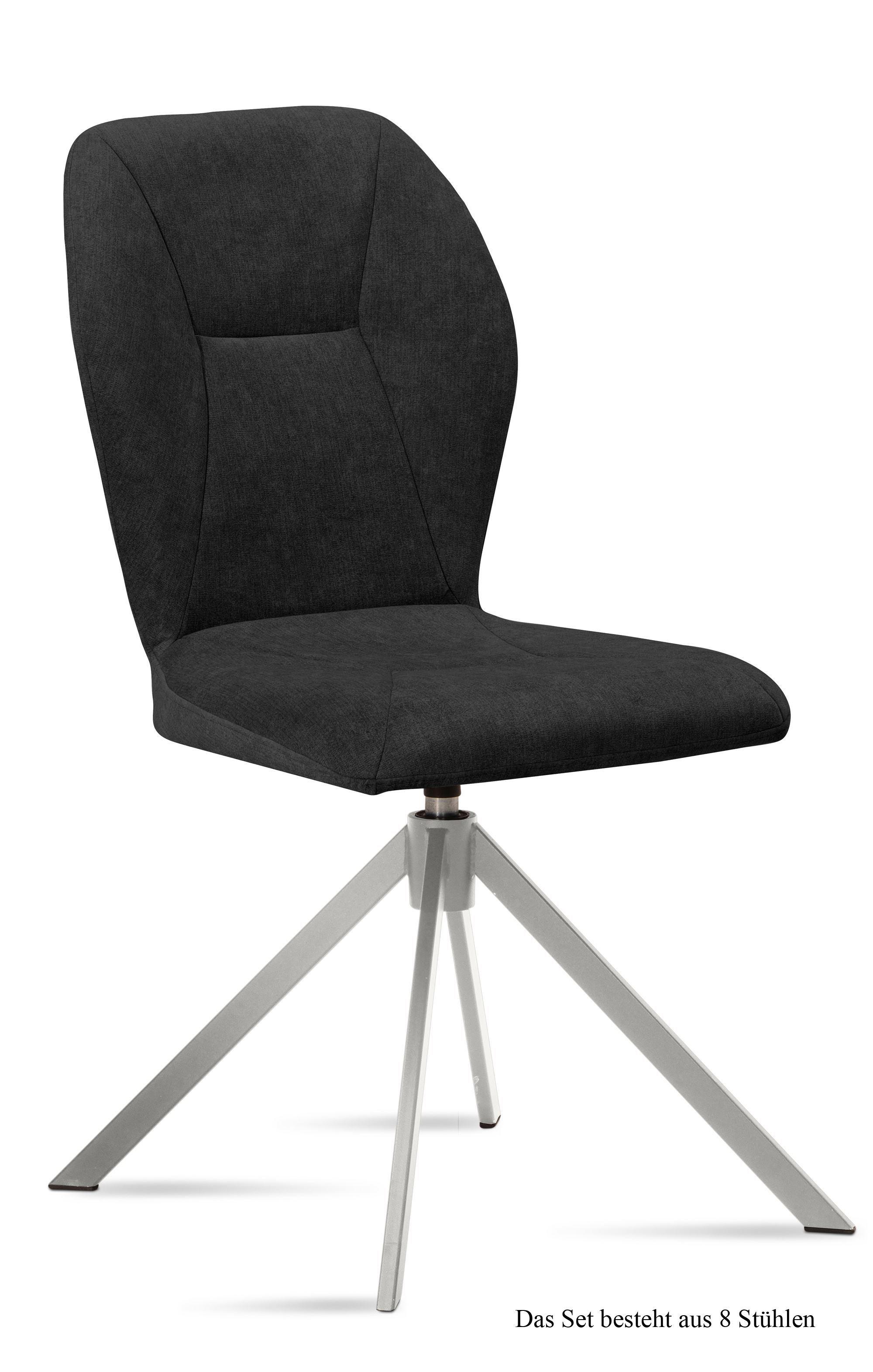 ESSZIMMERSTUHL drehbar (8er-Set) Deandra 51x92x60 Edelstahl/Anthrazit - Edelstahlfarben/Anthrazit, Kunststoff (60/92/51cm) - 58aufmkessel