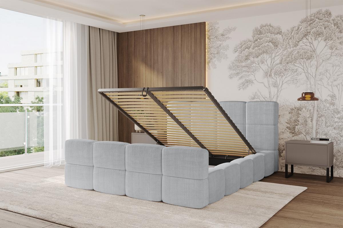 POLSTERBETT mit Bettkasten und Lattenrost, Bett mit Matratze H3/H4, Kopfteil, Boxbett, Doppelbett mit Stauraum - NATA-Z 120x200 Grau - Graphitfarben, Holzwerkstoff/Textil (120/200cm) - ALTDECOR