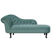 CHAISELONGUE Samtstoff mintgrün linksseitig Nimes - Schwarz/Mintgrün, Textil (170/79/61cm) - Beliani