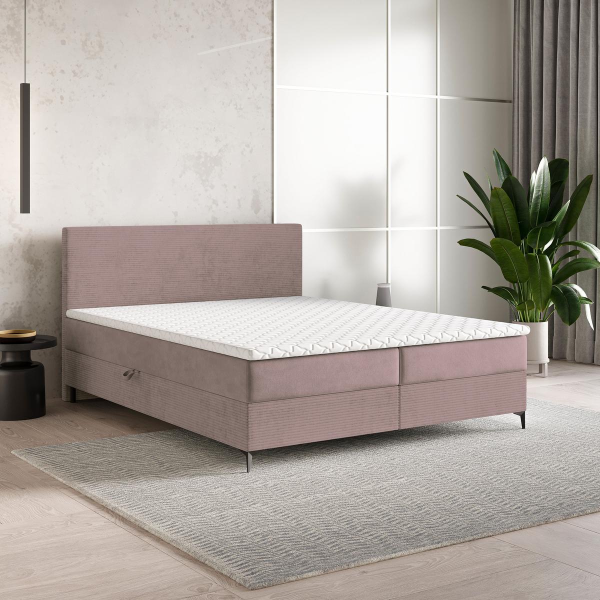 BOXBETT TORREL 180x200 cm mit Matratze und Topper - Rosa - Rosa, Holz (180/200cm) - MASSENO