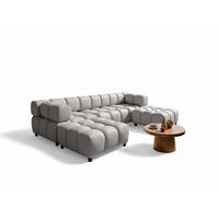 SOFA 3-sitzer Und 2-polsterhocker Flow - Hellgrau, Holzwerkstoff/Textil (288/71/96cm) - Fun Möbel