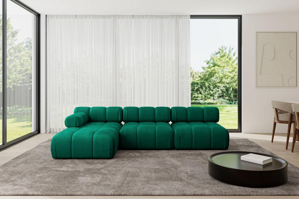 ECKSOFA modulares Sofa Razon-L2 - 285x160x70 cm Dunkelgrün Velours - Dunkelgrün, Holzwerkstoff/Textil (285/160cm) - ALTDECOR