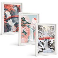 BILDER SET 3er Set - 40x60 cm Weißer Rahmen - Wasserfälle der Jahreszeiten - Weiß, Kunststoff (40/60cm) - TULUP