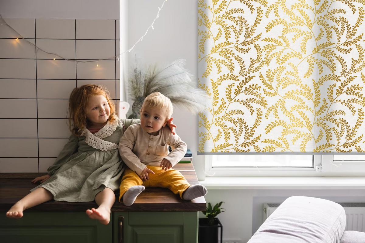 INNENROLLO - Fensterrollo - Rollo - 80x140 cm - Goldene Zweige - Gelb, Kunststoff (80/140/0.5cm) - TULUP
