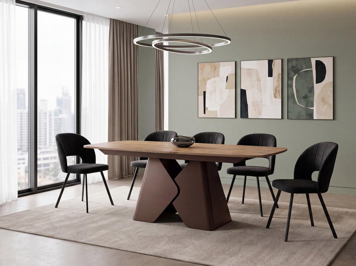 ESSTISCH Vanta rechteckig ausziehbar verlängerbar mit Braunem Metallgestell, Eiche Hell Braun 200-290/90/76 cm - Eichefarben/Braun, Holzwerkstoff/Metall (90/290/76cm) - WFL GROUP