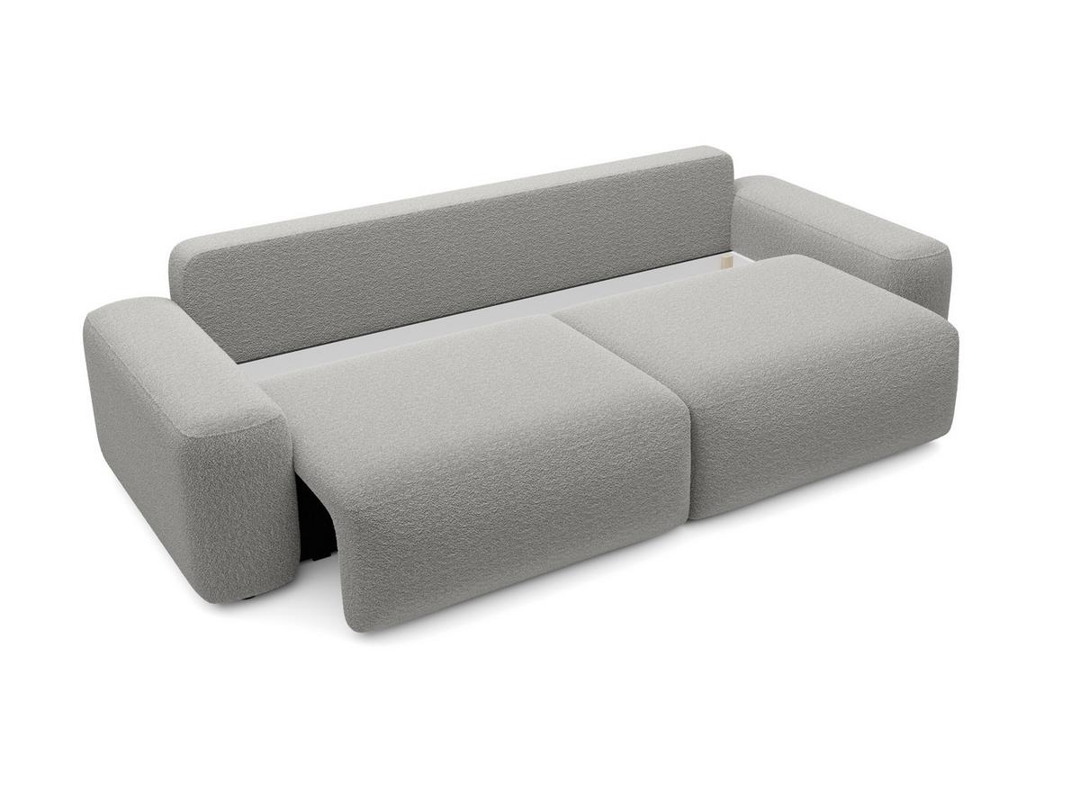 BETTSOFA RUOTA Grau Bucle-Stoff mit Schlaffunktion - Grau, Textil (105/87/257cm) - MASSENO