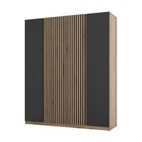 DREHTÜRENSCHRANK CAGLIARI 200/239/61,9cm 4-türig Goldfarben - Goldfarben/Schwarz, Holzwerkstoff (200/239/61.9cm) - MASSENO