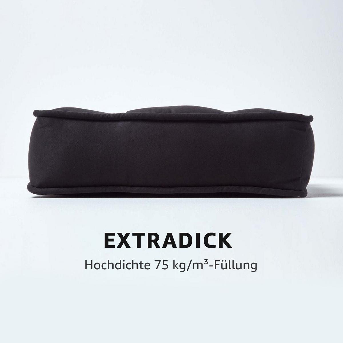 SITZKISSEN schwarz 40/40/10 cm – Stuhlkissen Velours - Schwarz, Textil (40/40/10cm) - Homescapes