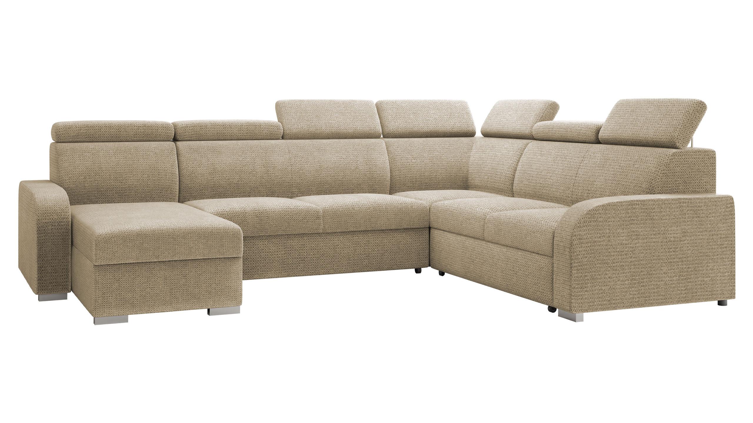 WOHNLANDSCHAFT Oslo 2rR2pLC - Silberfarben/Naturfarben, Holz/Kunststoff (315/85/250cm) - MIRJAN24