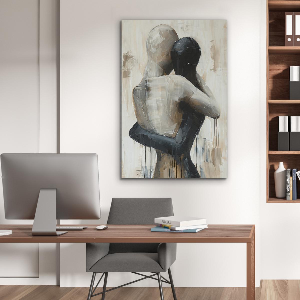 AKUSTIKBILD Abstrakt - Liebe - Schwarz und weiß - Modern Wanddeko 70x100 cm - Schwarz, Kunststoff (70/100/0.9cm) - MuchoWow